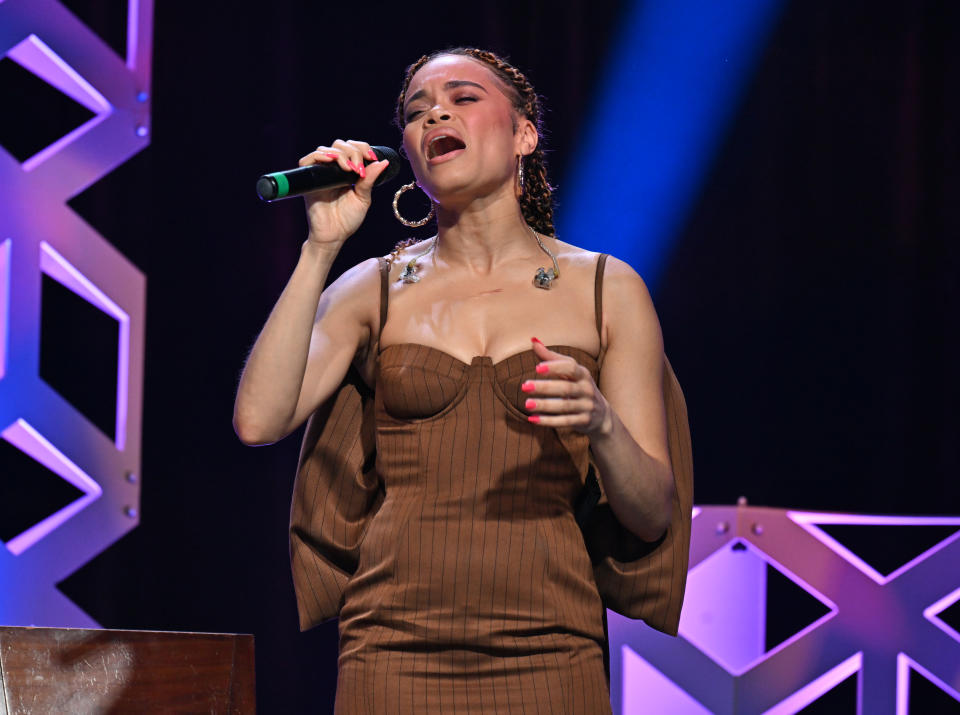 Andra Day performing