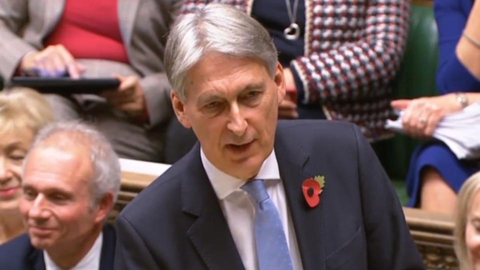 UK chancellor Philip Hammond unveiling the final budget before Brexit in the House of Commons. Photo: HuffPost