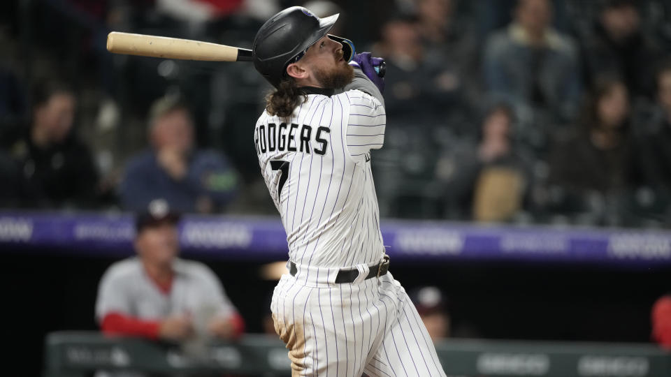 Colorado Rockies second baseman Brendan Rodgers (7) has been a fantasy disappointment thus far