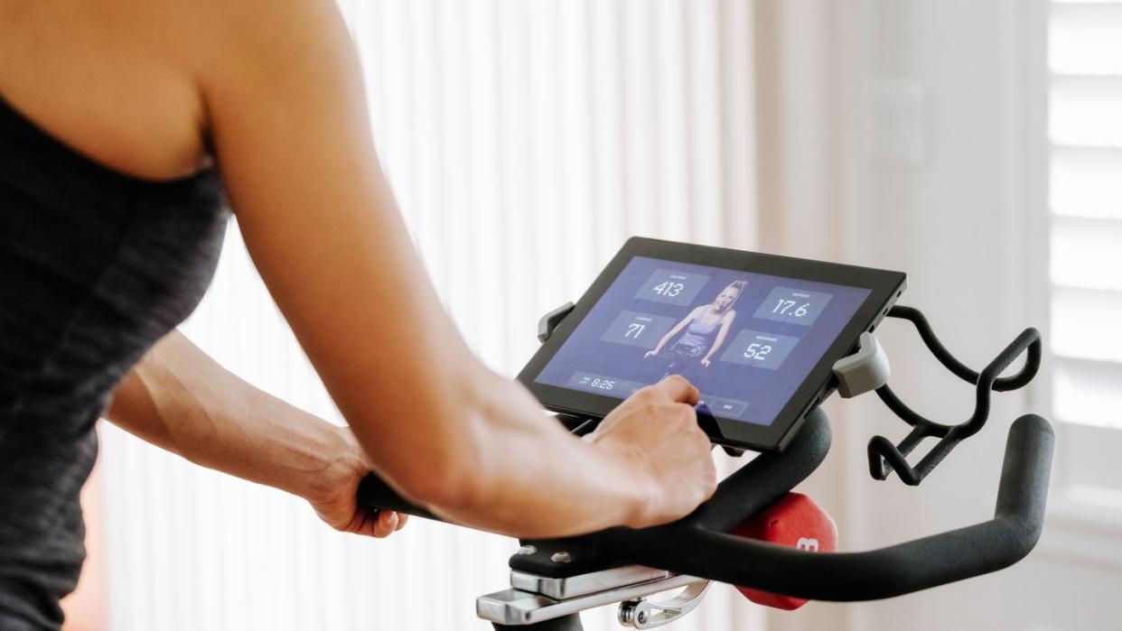 touching screen on exercise bike