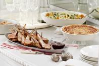 <p>This sumptuous spread—rack of lamb, fennel salad, onion pie, and more—gives reason to rejoice.</p><p><strong>Main Course:</strong><br><a href="https://www.countryliving.com/food-drinks/recipes/a3524/cherry-port-glazed-rack-lamb-recipe-clv1210/" rel="nofollow noopener" target="_blank" data-ylk="slk:Cherry-and-Port-Glazed Rack of Lamb Recipe;elm:context_link;itc:0;sec:content-canvas" class="link ">Cherry-and-Port-Glazed Rack of Lamb Recipe</a></p><p><strong>Side Dishes:</strong><br><a href="https://www.countryliving.com/recipefinder/fennel-orange-olive-salad-recipe-clv1210" rel="nofollow noopener" target="_blank" data-ylk="slk:Fennel, Orange, and Olive Salad;elm:context_link;itc:0;sec:content-canvas" class="link ">Fennel, Orange, and Olive Salad</a></p><p><a href="https://www.countryliving.com/food-drinks/recipes/a3523/onion-pie-recipe-clv1210/" rel="nofollow noopener" target="_blank" data-ylk="slk:Onion Pie;elm:context_link;itc:0;sec:content-canvas" class="link ">Onion Pie</a></p><p><a href="https://www.countryliving.com/food-drinks/recipes/a3713/baked-potatoes-bacon-butter-recipe-clv0711/" rel="nofollow noopener" target="_blank" data-ylk="slk:Baked Potatoes with Bacon Butter;elm:context_link;itc:0;sec:content-canvas" class="link ">Baked Potatoes with Bacon Butter</a></p><p><strong>Dessert:</strong><br><a href="https://www.countryliving.com/food-drinks/recipes/a1115/pumpkin-cream-tarts-candied-cranberries-3222/" rel="nofollow noopener" target="_blank" data-ylk="slk:Pumpkin Cream Tarts with Candied Cranberries;elm:context_link;itc:0;sec:content-canvas" class="link ">Pumpkin Cream Tarts with Candied Cranberries</a></p><p><strong>Drink:</strong><br><a href="https://www.countryliving.com/food-drinks/recipes/a1231/pomegranate-apple-cocktails-3337/" rel="nofollow noopener" target="_blank" data-ylk="slk:Pomegranate-Apple Cocktails;elm:context_link;itc:0;sec:content-canvas" class="link ">Pomegranate-Apple Cocktails</a></p>