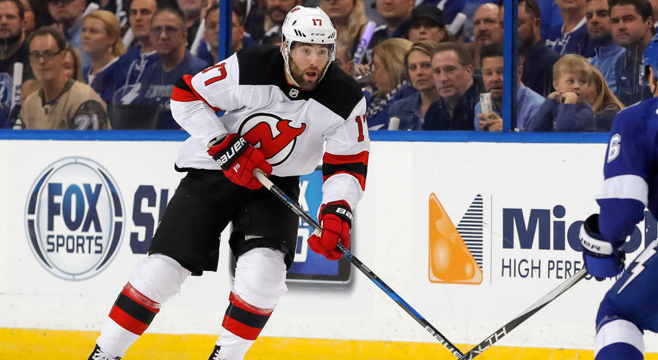 Patrick Maroon could provide solid secondary scoring for the Blues. (Mike Carlson/Getty Images)