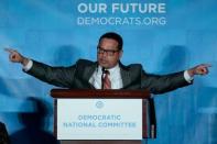 Democratic National Chair candidate, Keith Ellison, addresses the audience as the Democratic National Committee holds an election to choose their next chairperson at their winter meeting in Atlanta, Georgia. February 25, 2017. REUTERS/Chris Berry