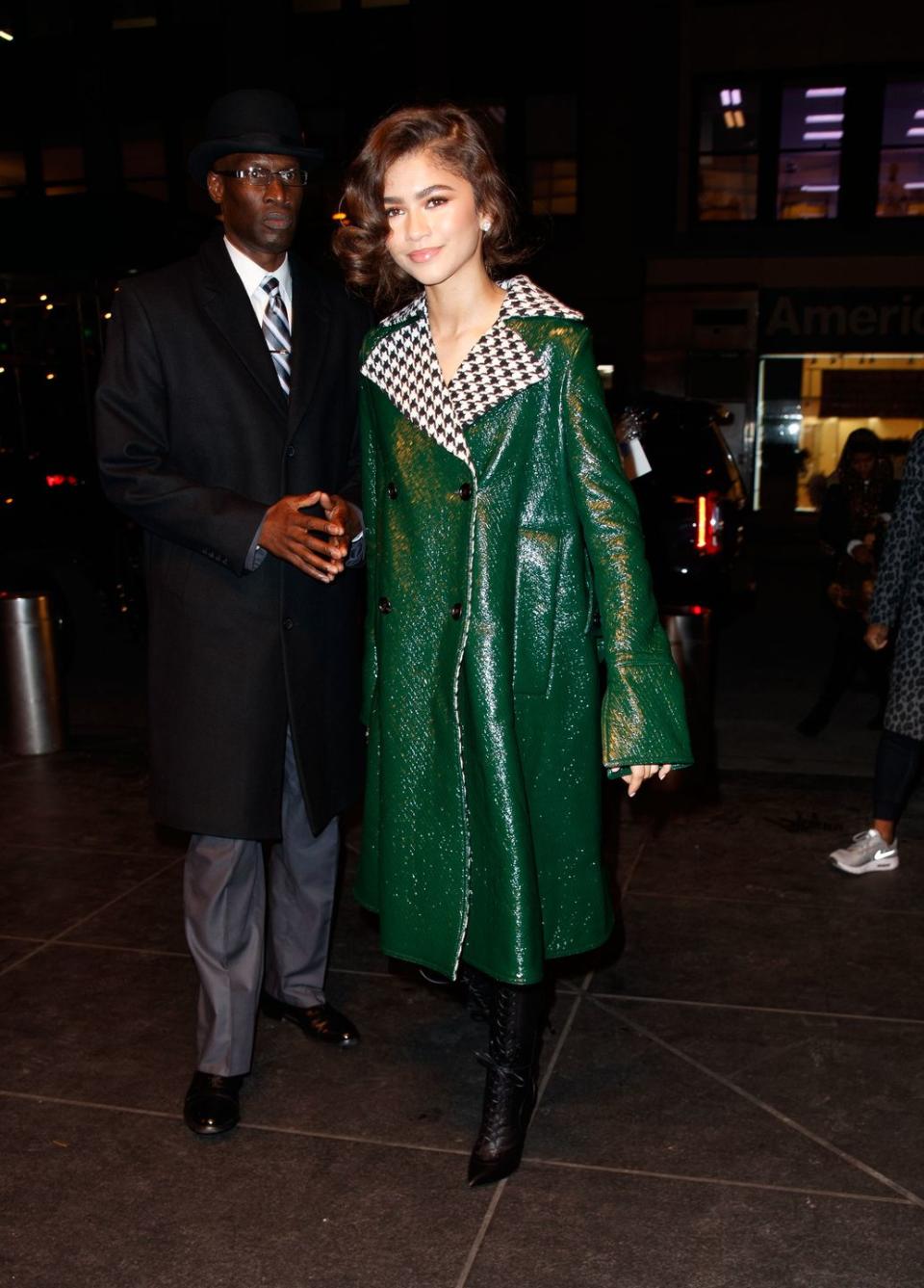 <p>Zendaya's coat is already a statement due to the gorgeous emerald hue but give it a decorative collar and you have a truly one-of-a-kind piece. Keep everything else super simple to really let the coat have its moment. </p>