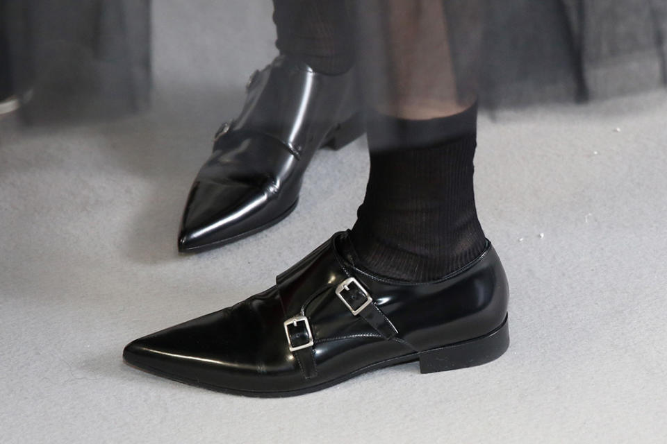 Models backstage, shoe detailChristian Dior show, Backstage, Fall Winter 2019, Paris Fashion Week, France - 26 Feb 2019