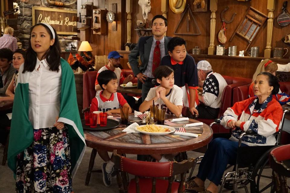 The Huangs in “Fresh Off the Boat”. (Photo: FOX+)In that John Hughes movie, Gedde Watanabe plays a foreign exchange student, Long Duk Dong, who is nicknamed “The Donger”.