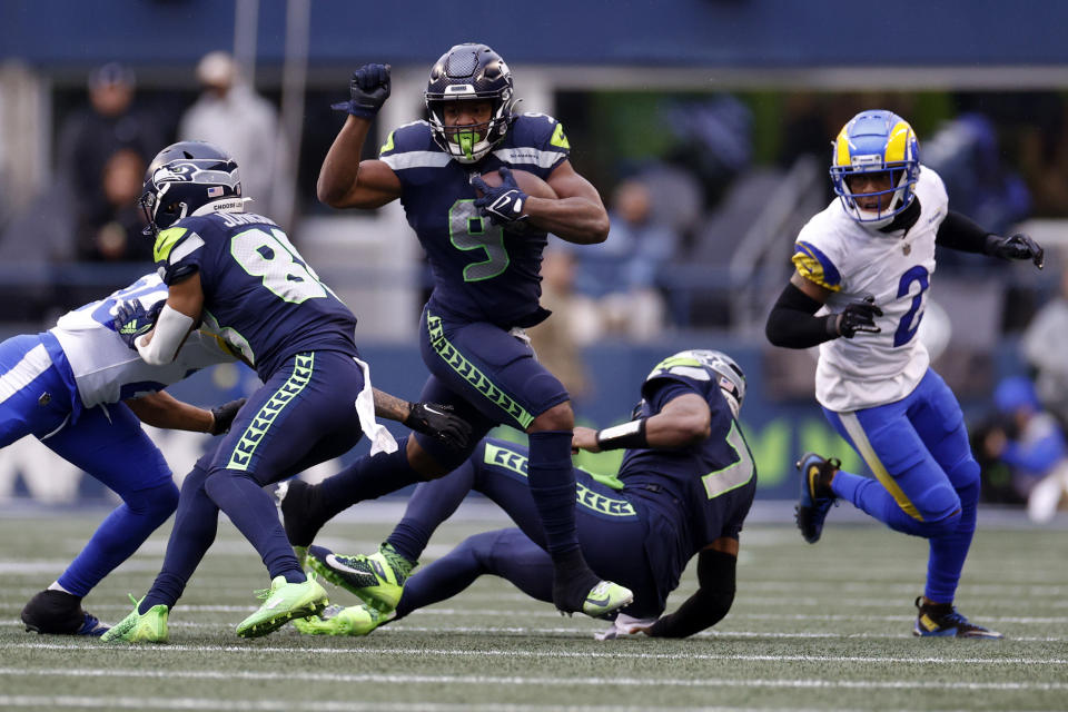 Kenneth Walker III will come off fantasy draft boards early in 2023. (Photo by Steph Chambers/Getty Images)