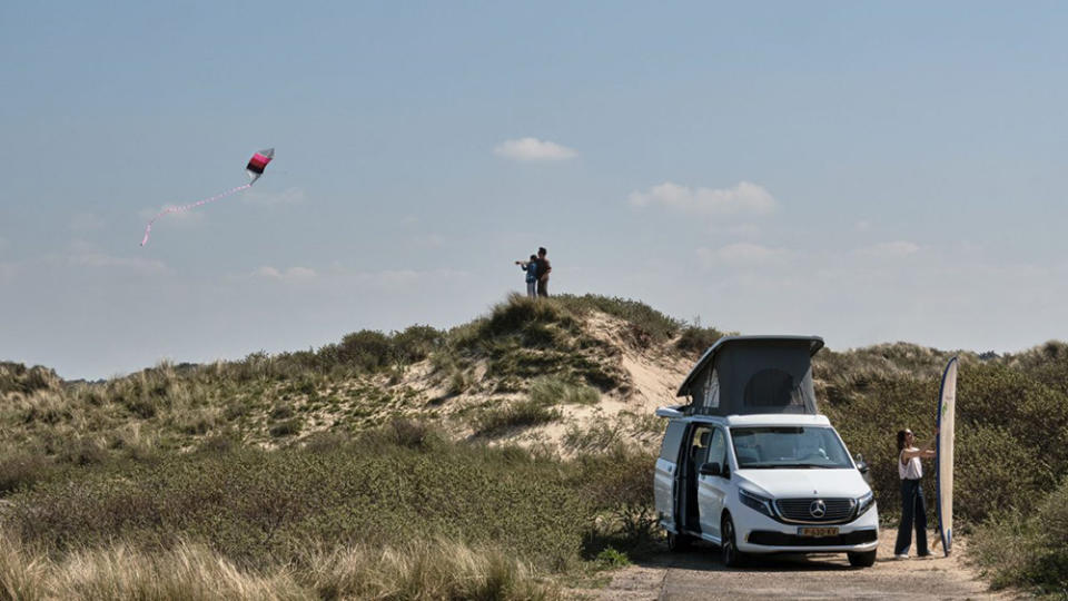 The Tonke Mercedes-Benz EQV Touring on a beach