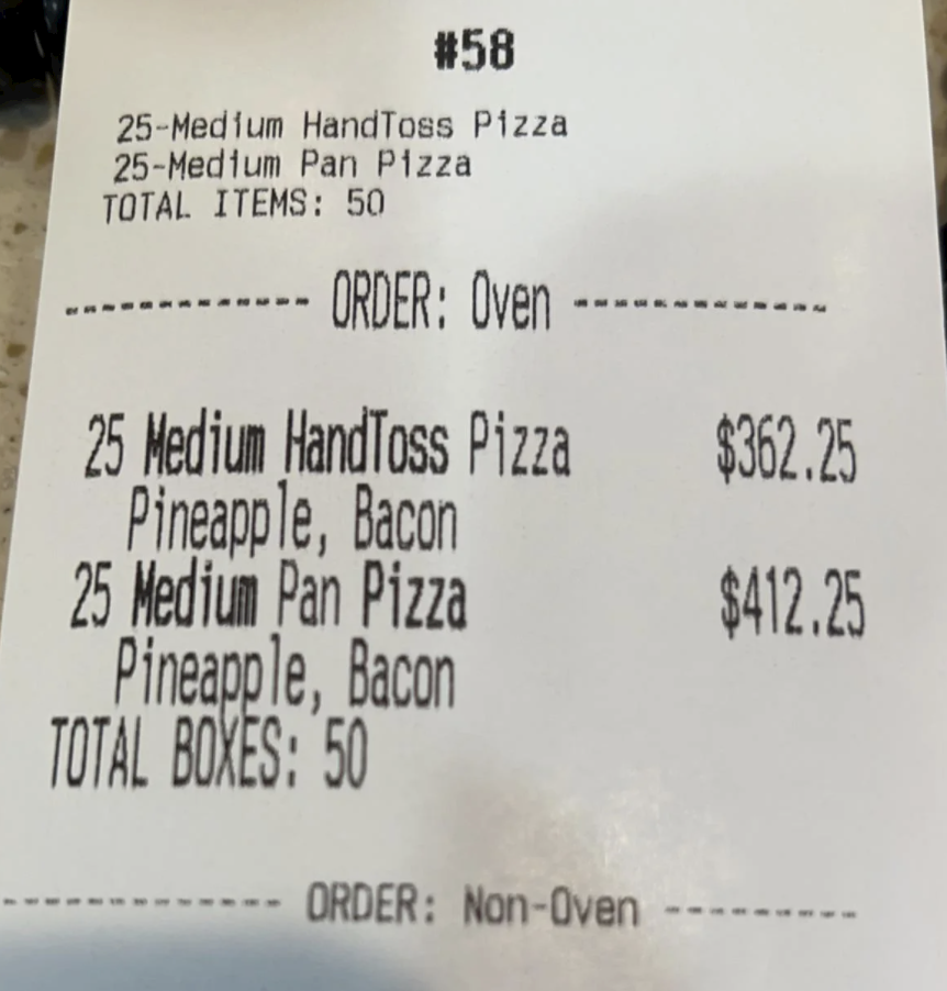 50 pizzas