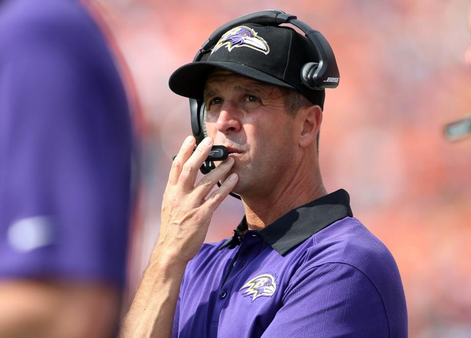 John Harbaugh played at Miami University, but coached at Cincinnati longer. The current coach of the Baltimore Ravens won Super Bowl 47.