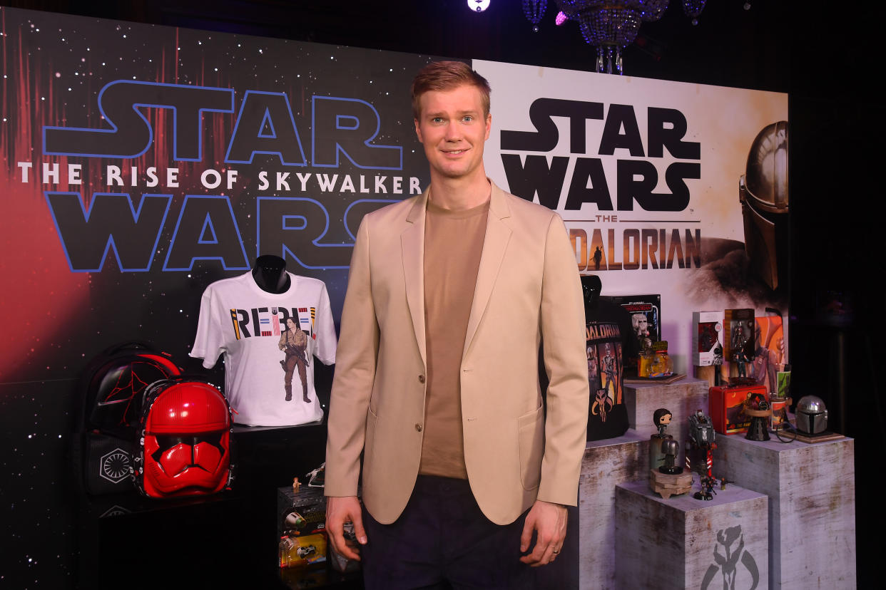 IVER HEATH, ENGLAND - SEPTEMBER 26:   Joonas Suotamo who plays Chewbacca attends the global live-stream event at Pinewood Studios revealing new Star Wars merchandise, on September 26, 2019 in Iver Heath, England. The live-stream event takes place ahead of the global product launch on Triple Force Friday happening October 4, 2019. (Photo by Dave J Hogan/Dave Hogan/Getty Images for Disney)