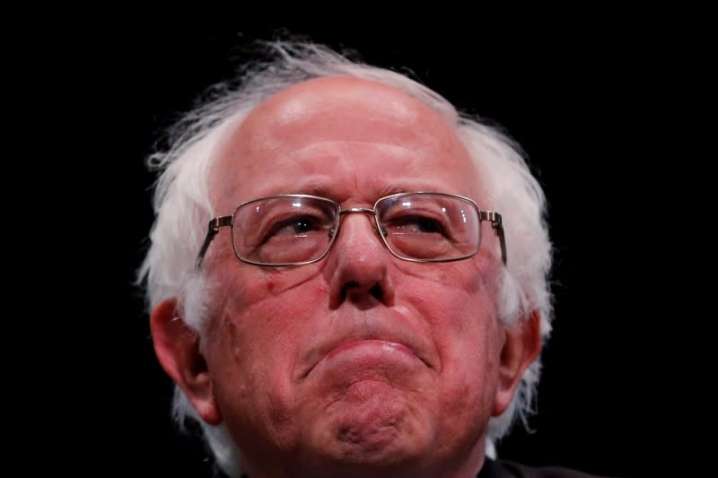 Bernie Sanders speaks during a rally in Manhattan. REUTERS/Lucas Jackson
