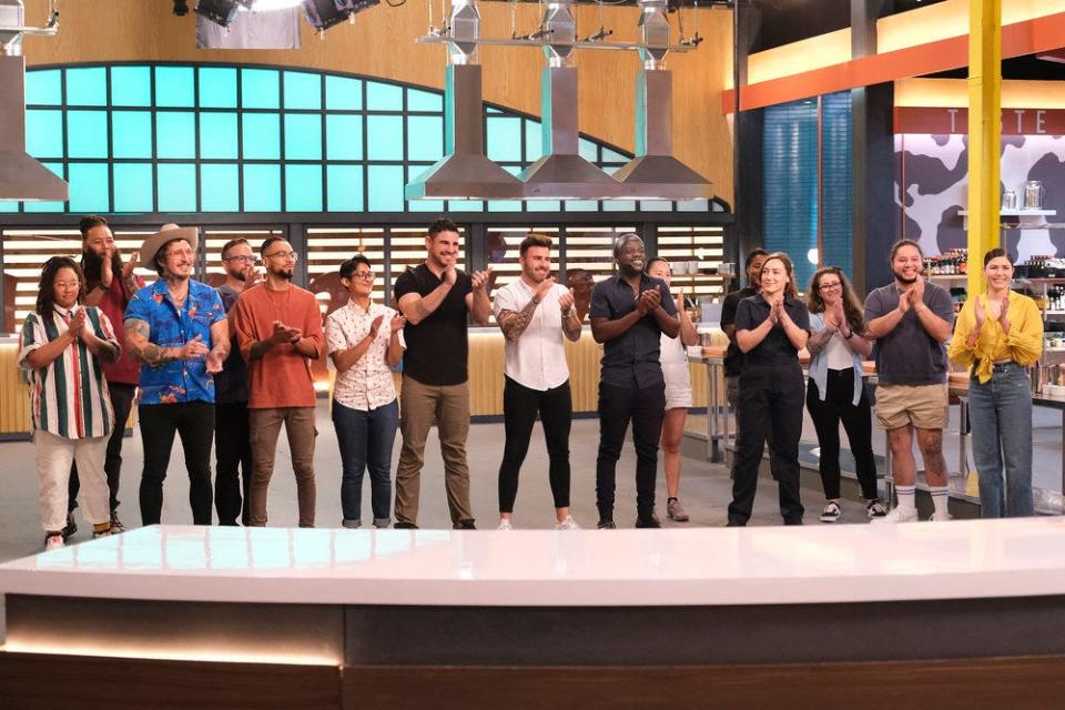 A group of 15 "Top Chef: Wisconsin" contestants are welcomed into the "Top Chef" kitchen for the first time.
