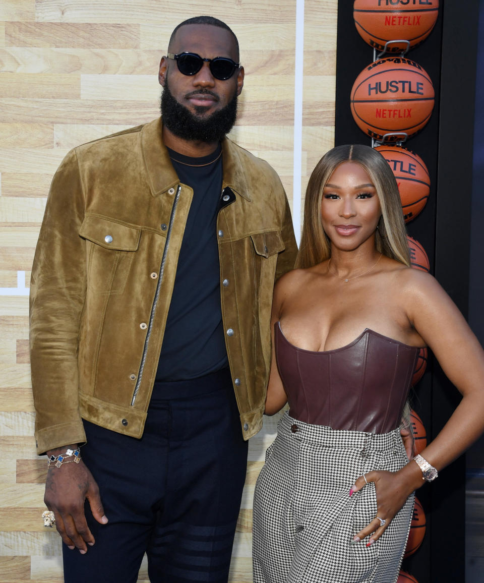 LeBron James and Savannah James arrive at the "Hustle" premiere on June 01, 2022