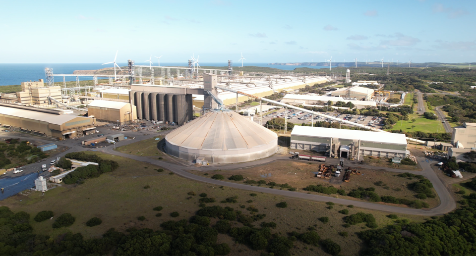 An aerial shot of the the Portland aluminium smelter.
