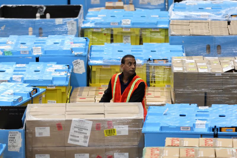 FILE PHOTO: Operations on Cyber Monday at the Amazon's fulfillment center in Robbinsville, New Jersey