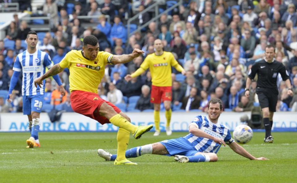 Watford Observer: Troy Deeney fires the Hornets into a first-half lead