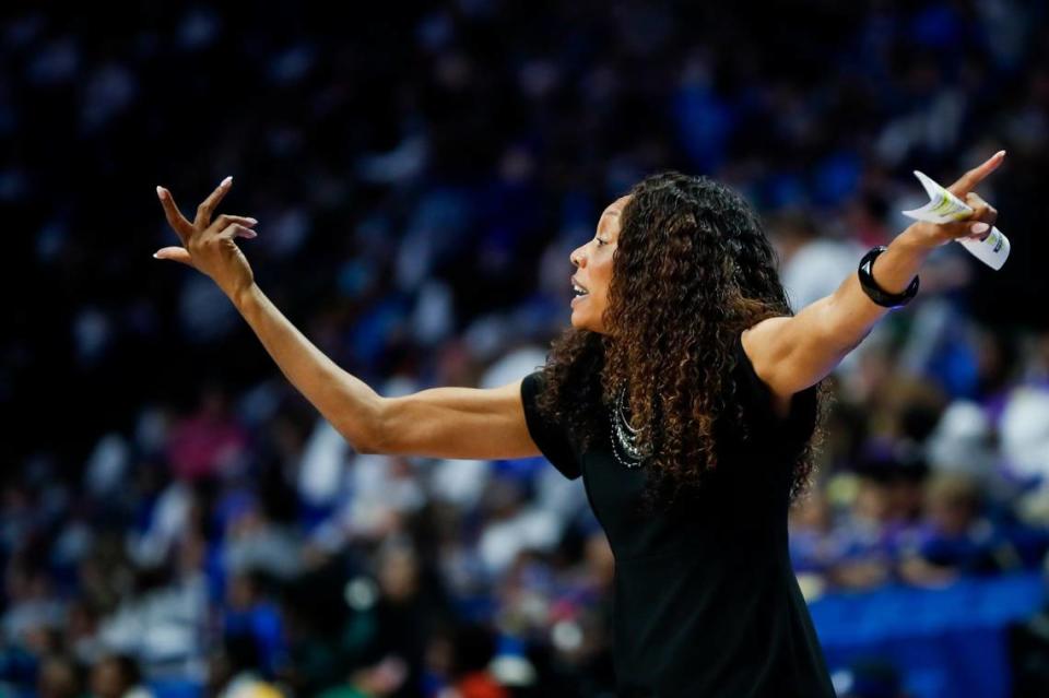 Kyra Elzy is 61-60 in four seasons as Kentucky’s head coach with an SEC regular-season record of 23-40. The Wildcats went 6-26 in league play over the past two seasons.