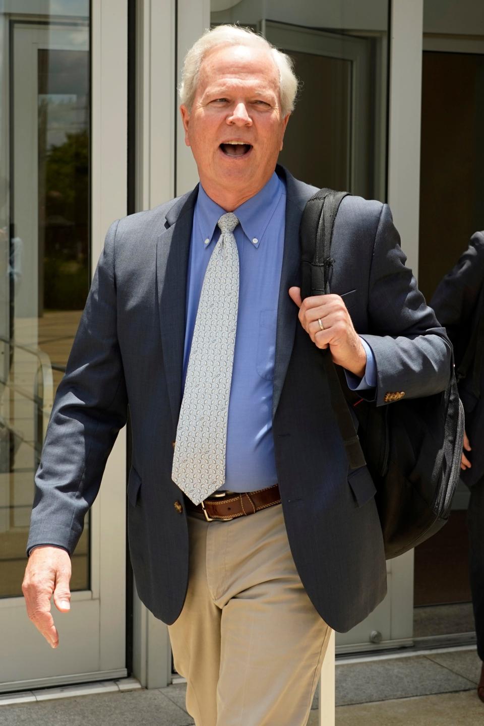 Ted Henifin, the interim third-party manager appointed by the U.S. Department of Justice to help fix the long-troubled water system of the Mississippi's capital city, tells reporters that he had "no comment" while exiting the Thad Cochran United States Courthouse in Jackson on Wednesday, following a status hearing called by United States District Court Judge Henry Wingate regarding recent comments Mayor Chokwe Antar Lumumba made about the city's water system.