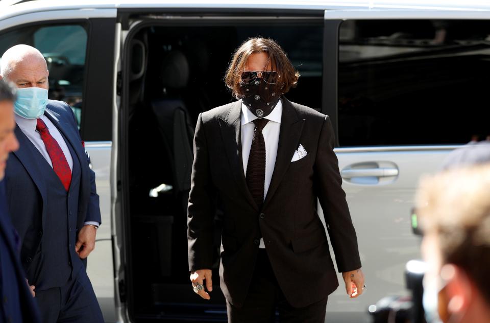 Actor Johnny Depp arrives at the High Court in London, Britain July 10, 2020. REUTERS/Peter Nicholls