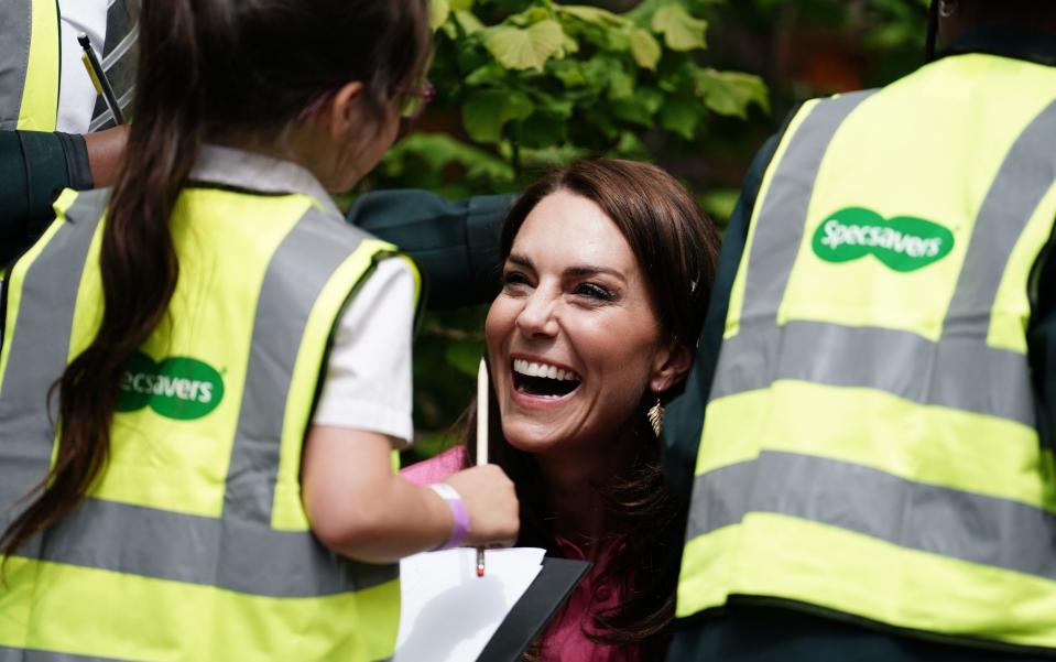 The Princess of Wales with pupils from schools taking part in the first Children's Picnic at the RHS Chelsea Flower Show - Jordan Pettitt/PA