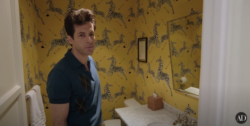 Mark Ronson in his bathroom