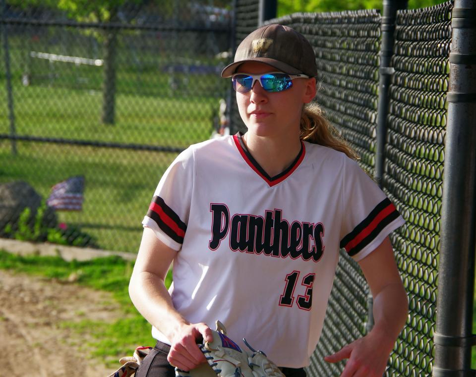 Whitman-Hanson center fielder Taryn Leonard on Tuesday, May 7, 2024.