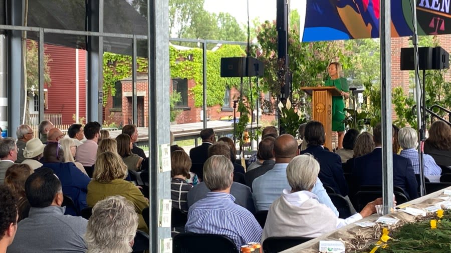 Grand Rapids Mayor Rosalynn Bliss delivers her final State of the City address at the Fulton Street Market on May 16, 2024.