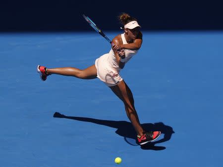 Tennis - Australian Open - Rod Laver Arena, Melbourne, Australia, January 22, 2018. Madison Keys of the U.S. in action during her match against Caroline Garcia of France. REUTERS/Issei Kato