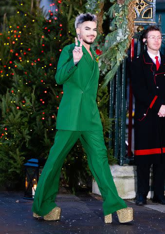 <p>Samir Hussein/WireImage</p> Adam Lambert arrives for the Together At Christmas concert at Westminster Abbey in London on Dec. 8