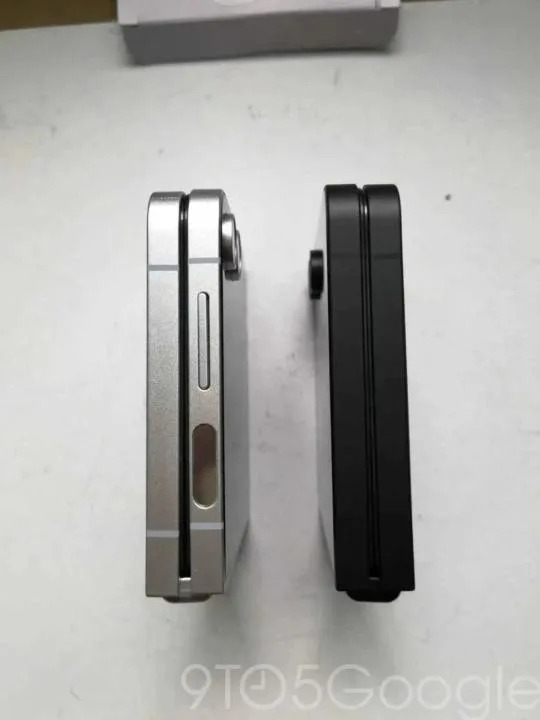 Dummy unit of Samsung Galaxy Z Flip 6 showing side view of device closed.