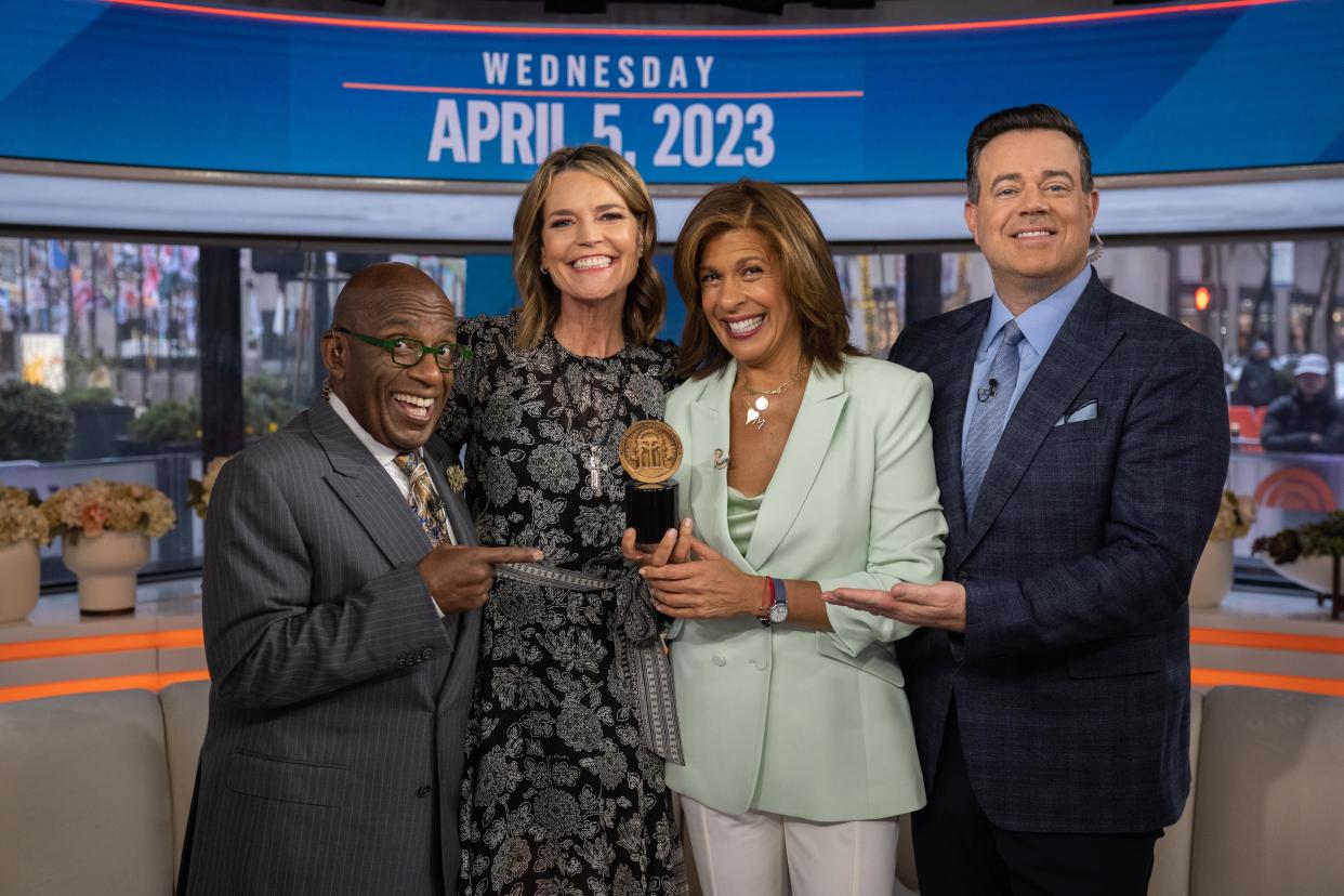 Al Roker, Savannah Guthrie, Hoda Kotb and Carson Daly accepted the Peabody institutional award on behalf of the "Today" show on Wednesday.