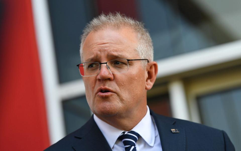 Scott Morrison said the Chinese government should be totally ashamed of this post - EPA