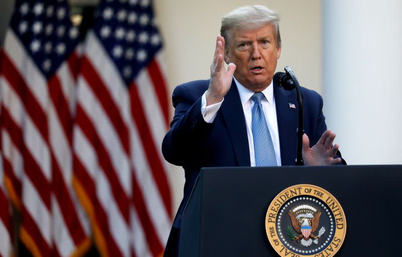 U.S. President Trump leads daily coronavirus response briefing at the White House in Washington