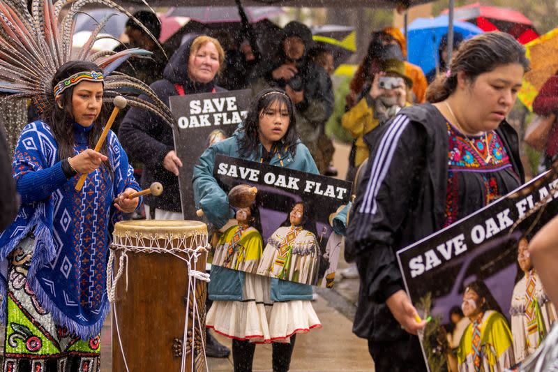 FILE PHOTO: Native American group Apache Stronghold gather outside 9th Circuit Appeal Court in California