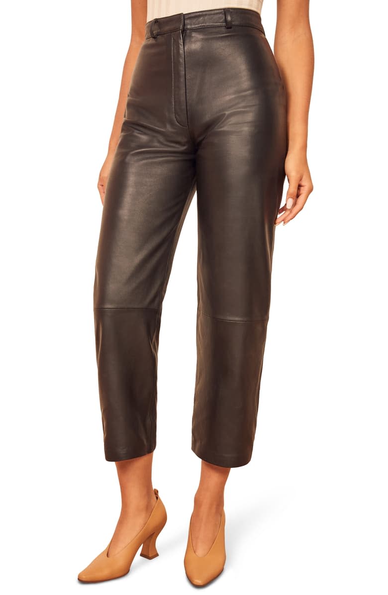 Reformation Veda Leather Crop Pants