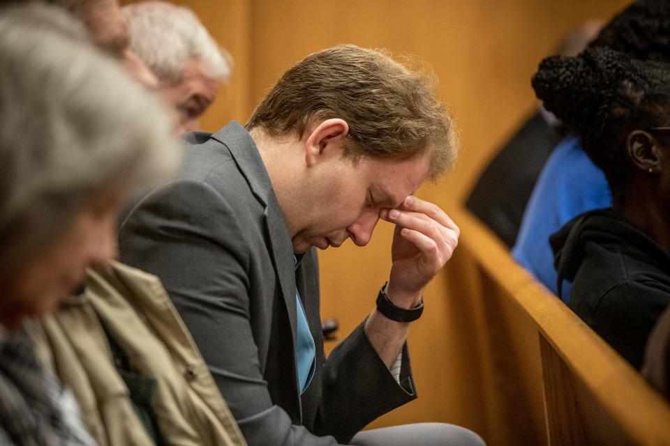 Will Henderson listens to Assistant State Attorney Michael Nutter give his closing statement during the penalty phase of Marcelle Waldon's trial in Bartow on Tuesday.