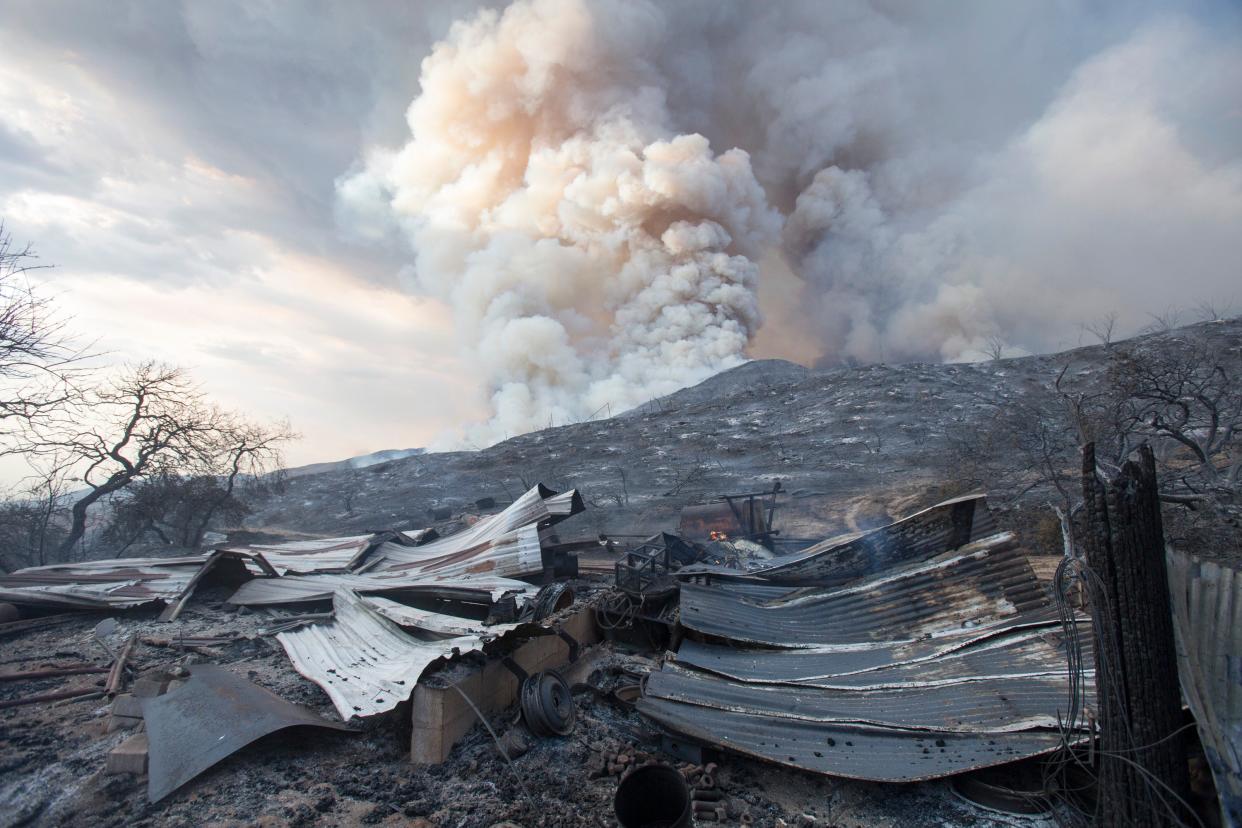 The El Dorado fire is pictured on 5 September, 2020, in Yucaipa, California. (AP)