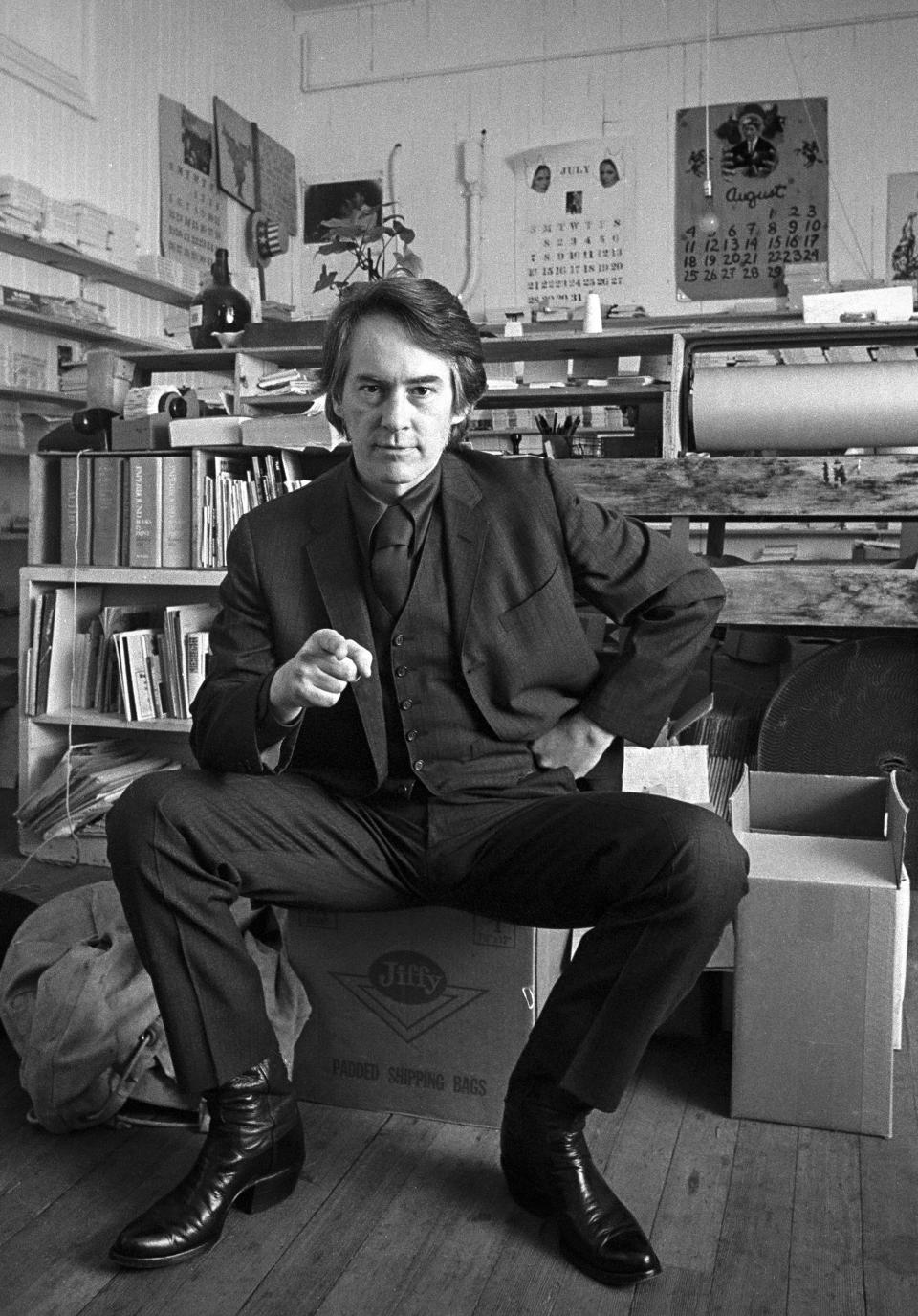 Michael McClure in the backroom of the City Lights Bookstore in San Francisco, California, 1977