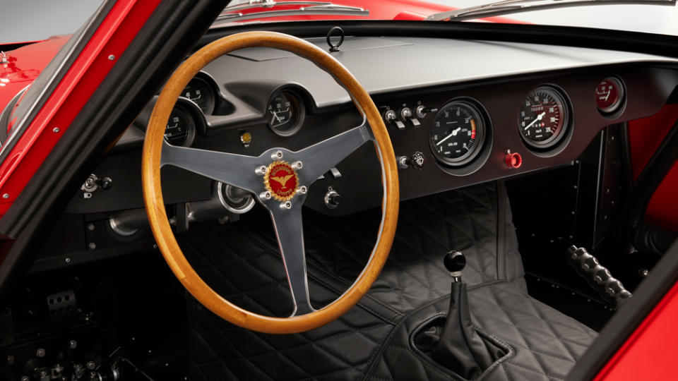 The interior of a Bizzarrini 5300 GT Corsa Revival.