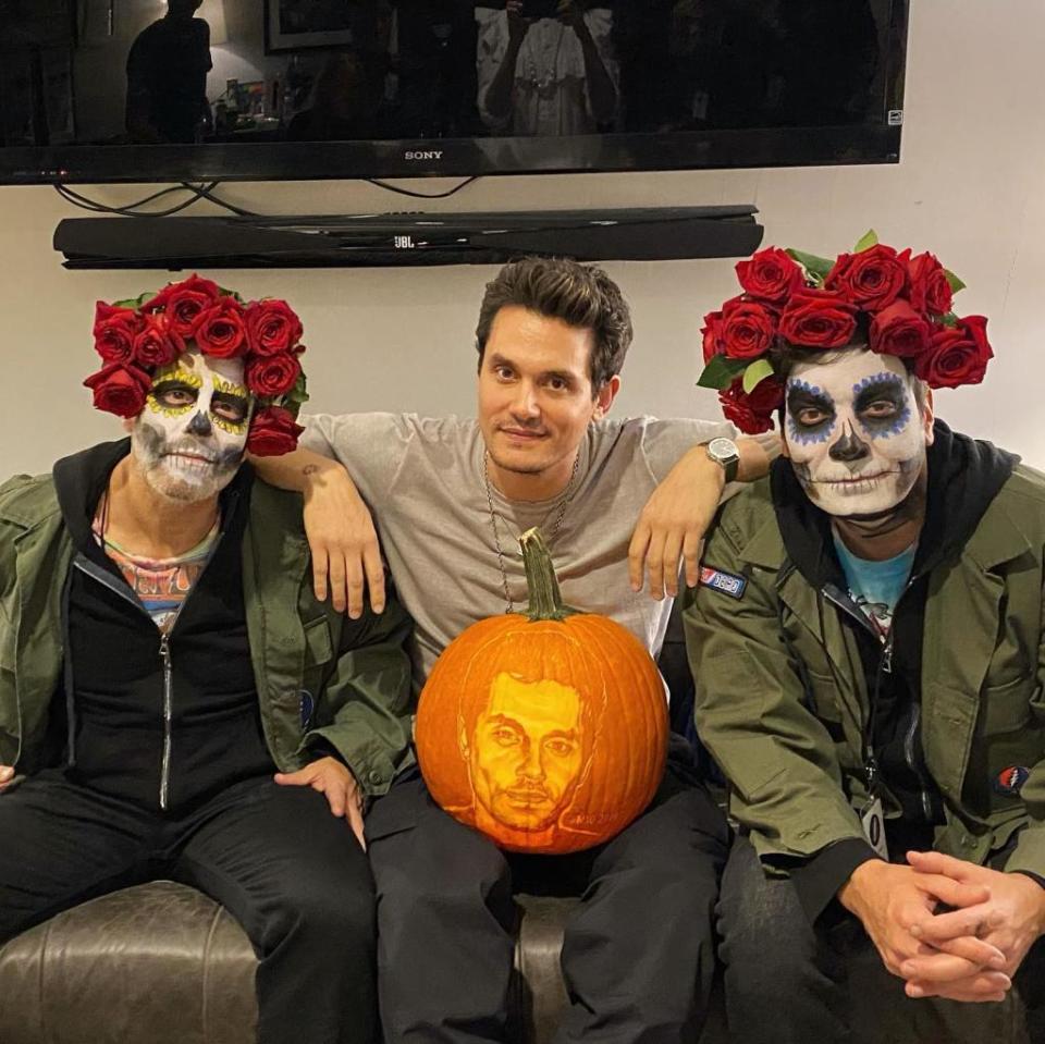Cohen (left), Mayer and Jimmy Fallon in a photo posted by Cohen. Instagram/Andy Cohen