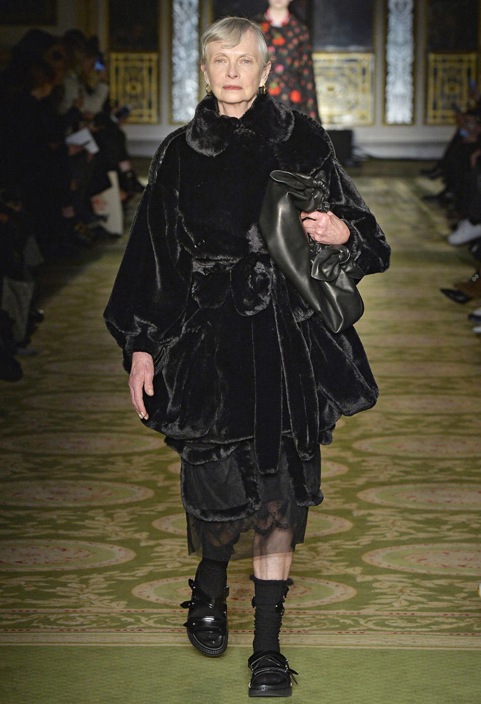 <p>Kudos to Simone Rocha for refreshingly age-diverse casting that included David Bailey muse Jan de Villeneuve--looking quite striking, we might add. </p>