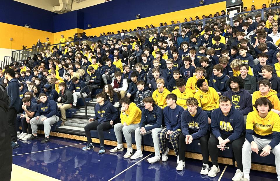 Moeller students filled the gymnasium as Moeller senior Jordan Marshall was given the trophy for Ohio Mr. Football by the Ohio High School Athletic Association.