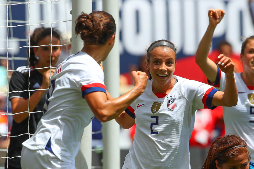 La ariete, Mallory Pugh celebra un gol ante la selección de México (Getty Images)