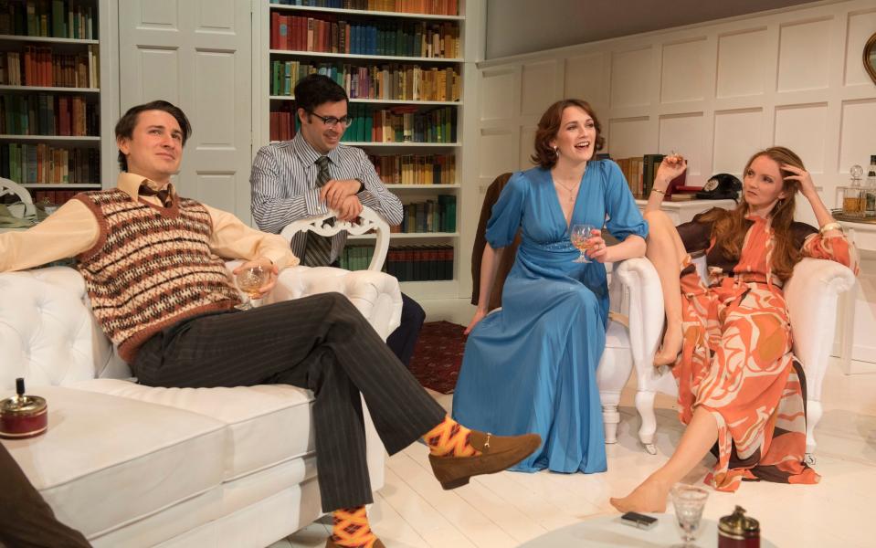 Tom Rosenthal, Simon Bird, Charlotte Ritchie and Lily Cole in The Philanthropist - Credit: Alastair Muir