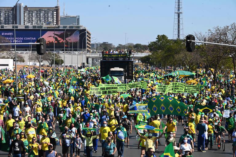 Manifestaciones en Brasil en respaldo del voto impreso que promueve Bolsonaro