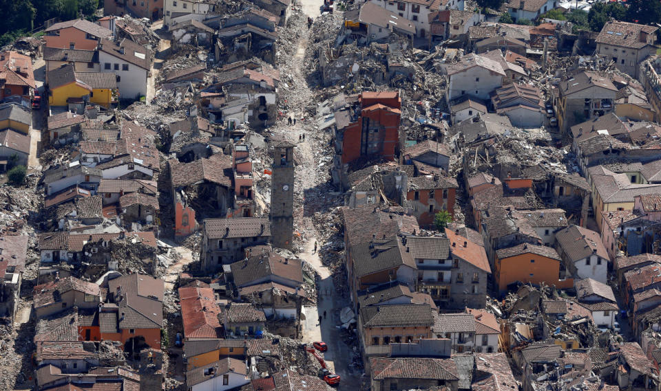 A general view after earthquake that levelled the town in Amatrice, central Italy. (REUTERS/Stefano Rellandini)