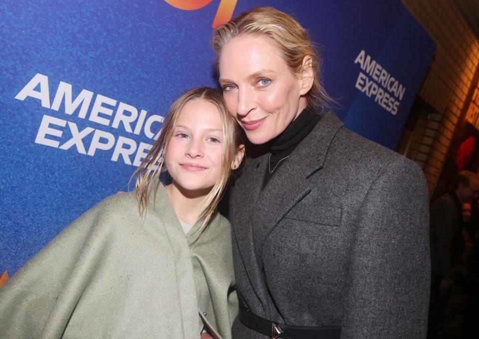 NEW YORK, NEW YORK - DECEMBER 11: Luna Thurman-Busson and mother Uma Thurman pose at the opening night of the new musical "Some Like It Hot!" on Broadway at The Shubert Theatre on December 11, 2022 in New York City. (Photo by Bruce Glikas/WireImage)