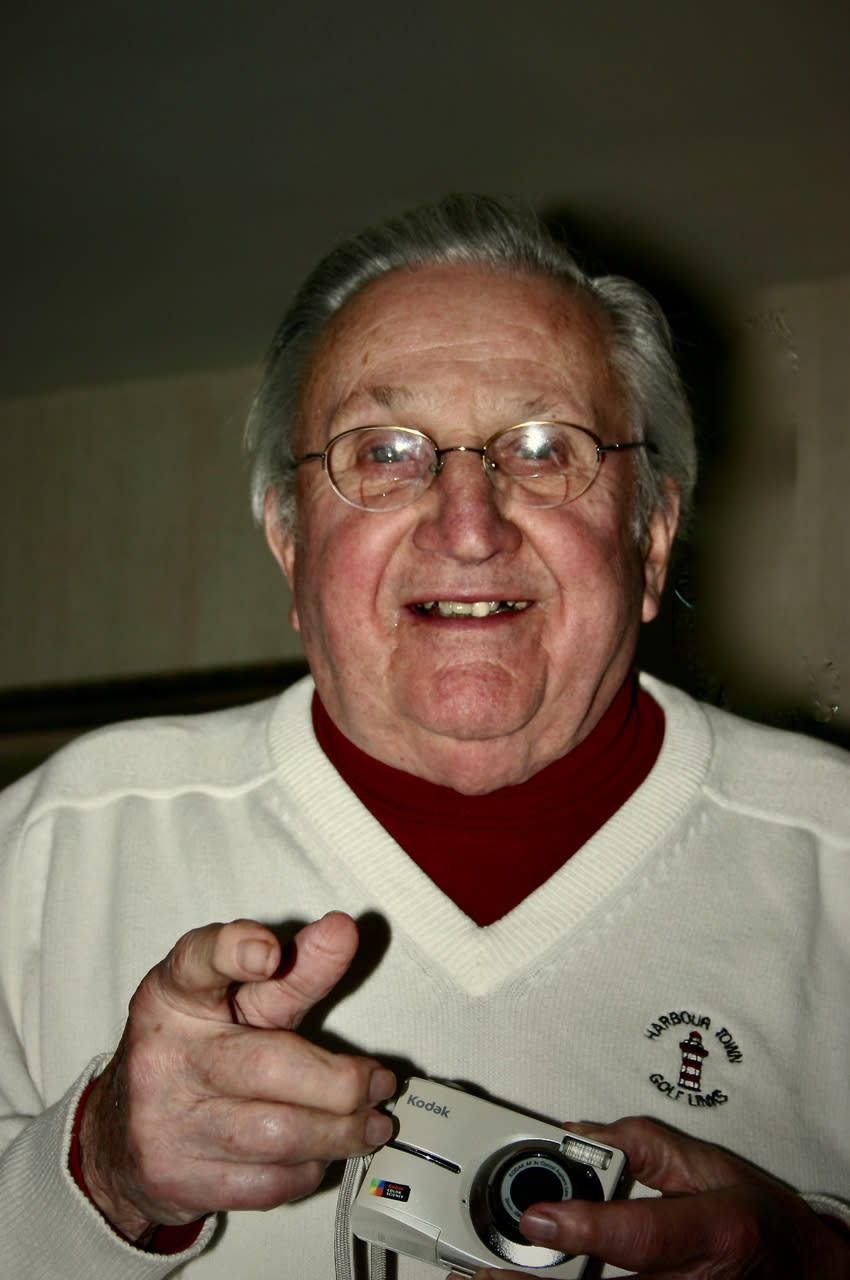 This undated photo provided by his family shows Robert Fleury. Fleury served in World War II and parlayed the skills he learned in the war into a decades-long career with the National Weather Service. He died of complications from the COVID-19 coronavirus at a veteran's home in Scarborough in his longtime home state of Maine at the age of 94 on April 21, 2020. (Family photo via AP)