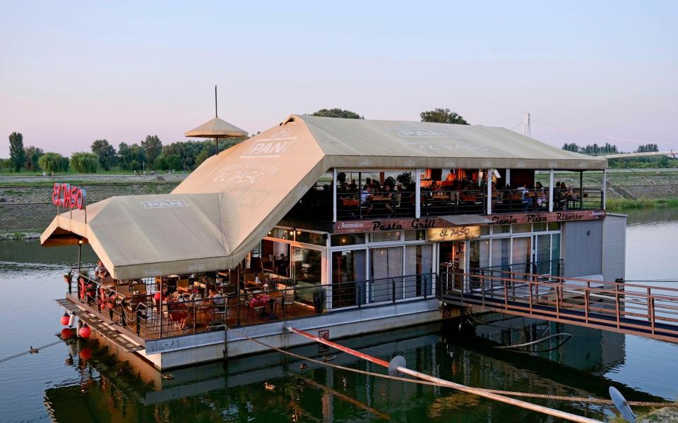 A floating bar on the Drava River